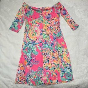 Lilly Pulitzer Laurana Off the Shoulder Dress in Coral Reef Island Seacret